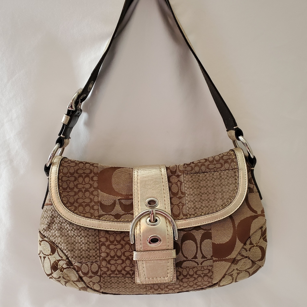 📣 Rare Large Vintage Metallic Coach Purse 🍹🍻🥃 - Picture 3 of 7
